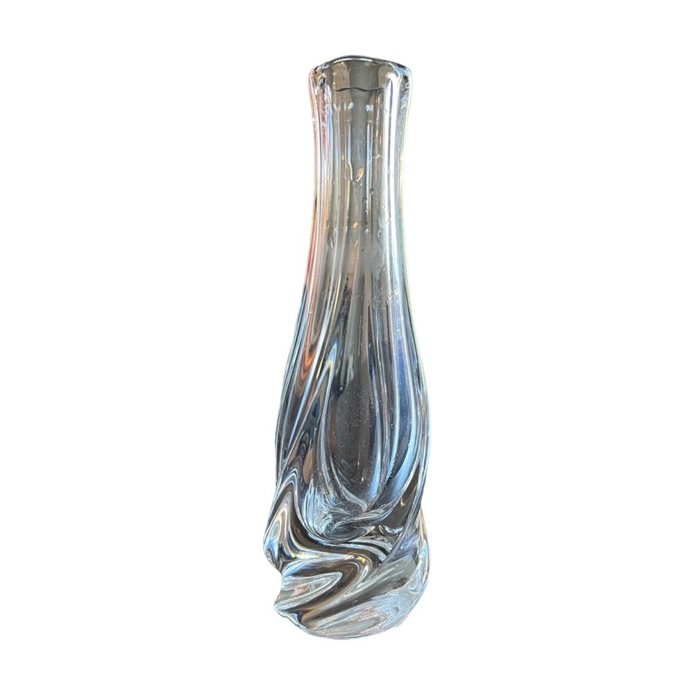 St. Louis France Cut Crystal Swirl Flower Bud Vase 7 1/2” AS IS
